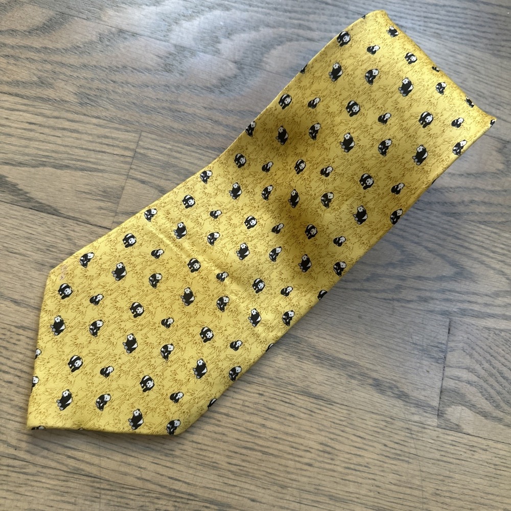 Suzhou Silk Panda Men's Tie 100% Silk‎ Tie Yellow Classic
